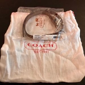 COACH Silver Brown Leather Bracelet - Women's Jewelry